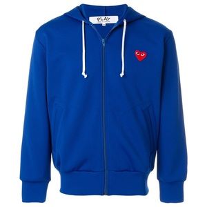 Comme Des Garçons CDG Play Blue Mens Zip Up Hoodie Size Large